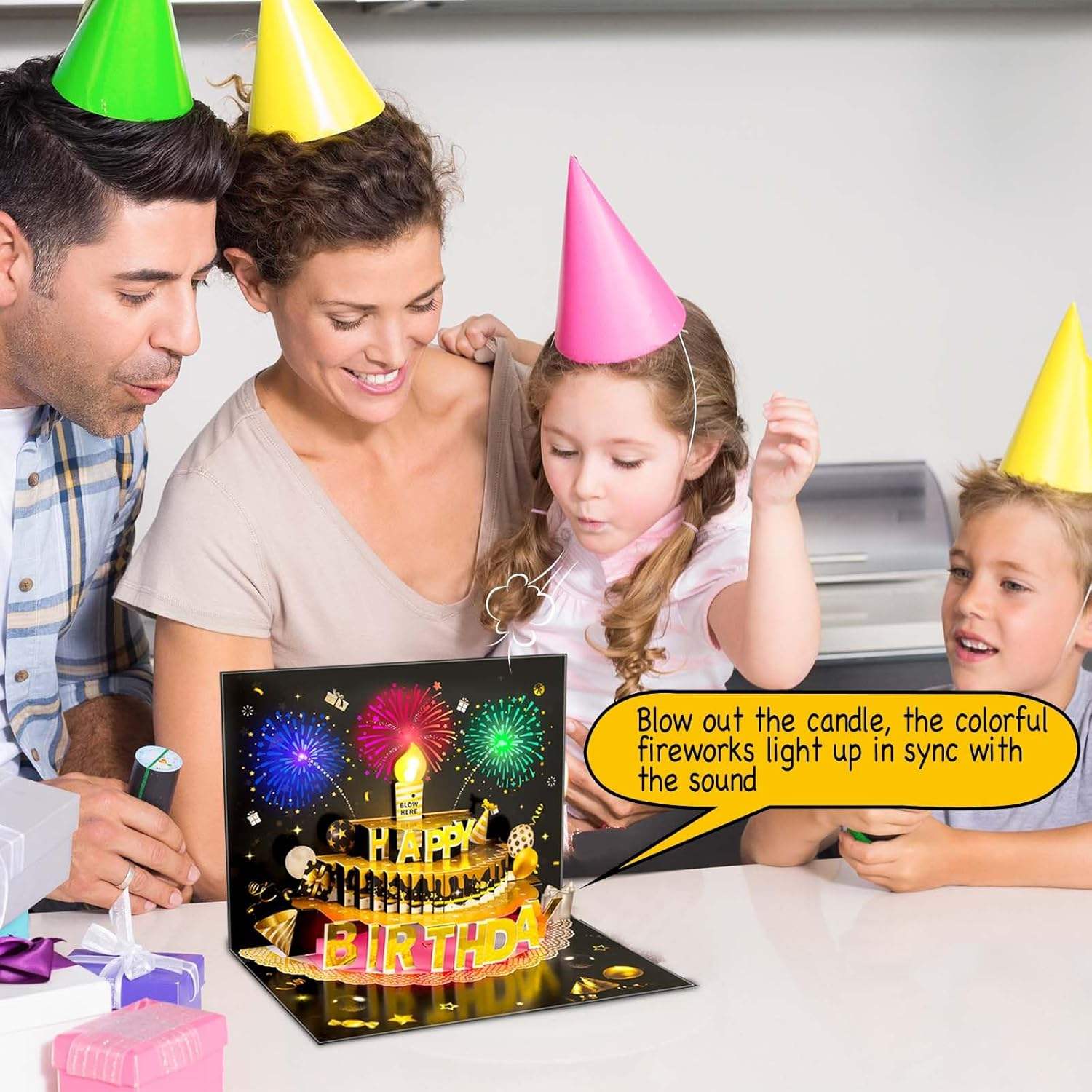 Light Music Up carte cadeau gâteau carte d'anniversaire heureux avec enveloppe