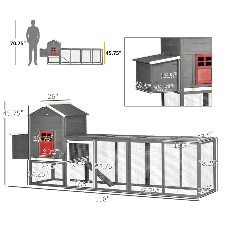 Coop de poulet extra grand avec toit en asphalte