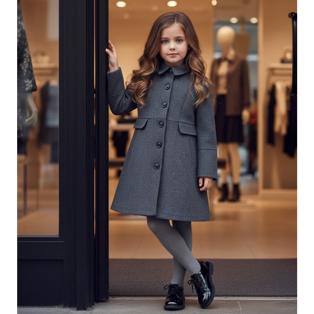 Filles épais chaud long manteau de laine Vintage Hiver manteau Automne 3-9Y