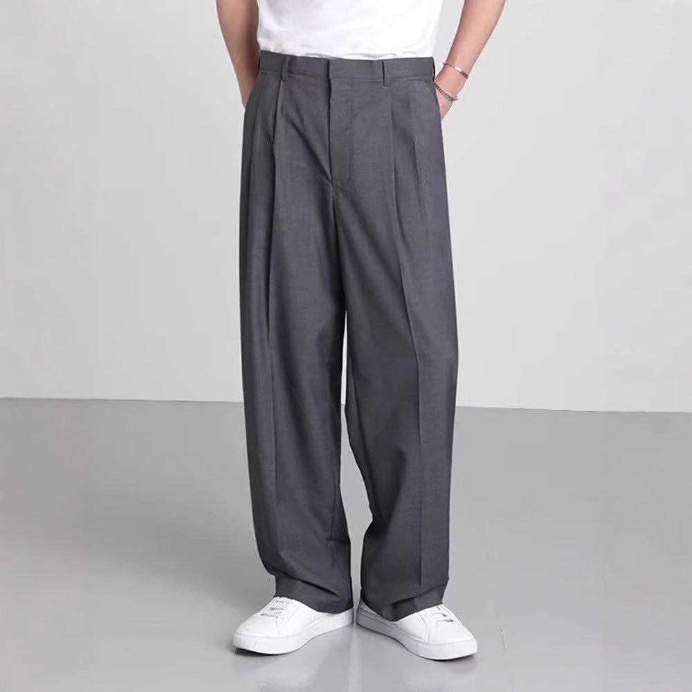 Pantalon à taille large pour hommes avec fermeture à bouton cachée à style français