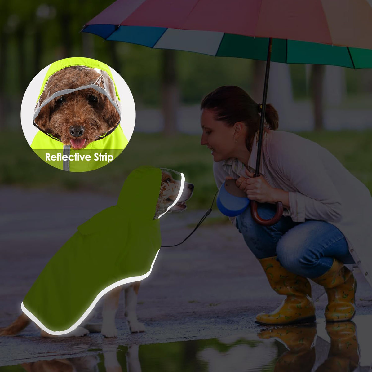 Veste de pluie pour chien imperméable souple respirant pour petit chien à capuchon manteau de pluie pour chien