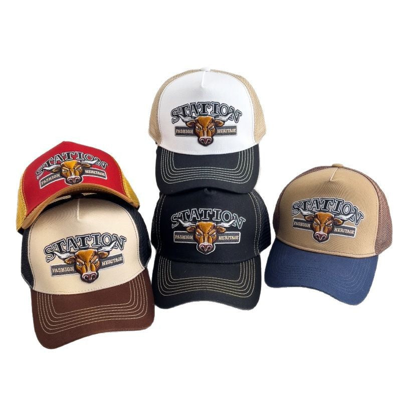 Casquette de baseball respirante Hip-hop Mesh Retro avec une grande brim