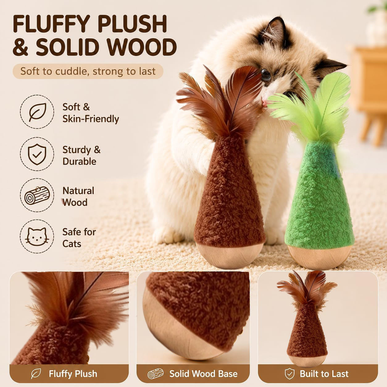 2-Pack Interactive Wobble Cat Toy avec plume