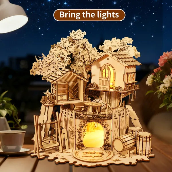 3D en bois Puzzle Tree House avec léger artisanat fait main Assemblage Kits de modèle