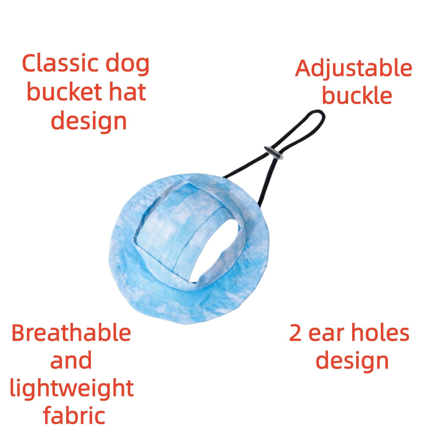 Chapeau de seau de chien avec trous d'oreille Ajustement Été Plage Visière Cap à écran solaire adapté pour le chien