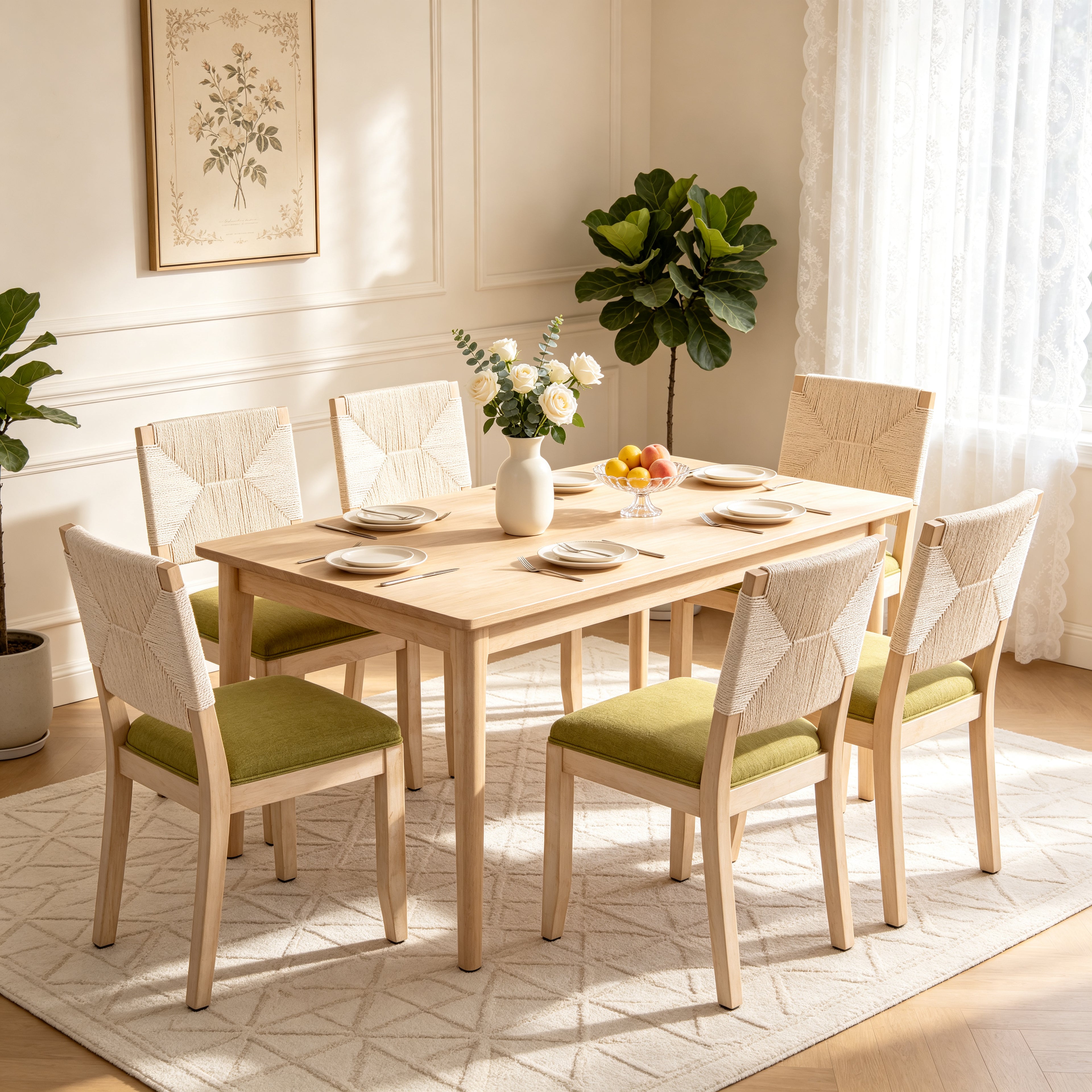 Chaises à manger à la campagne française Ensemble de 2
