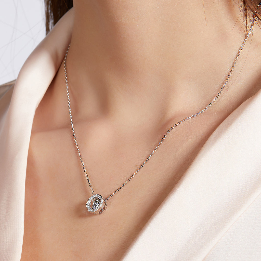 S925 Argent Sterling 0.5ct D Couleur VVS1 Moissanite Collier Halo 45cm plaqué Platine Pave