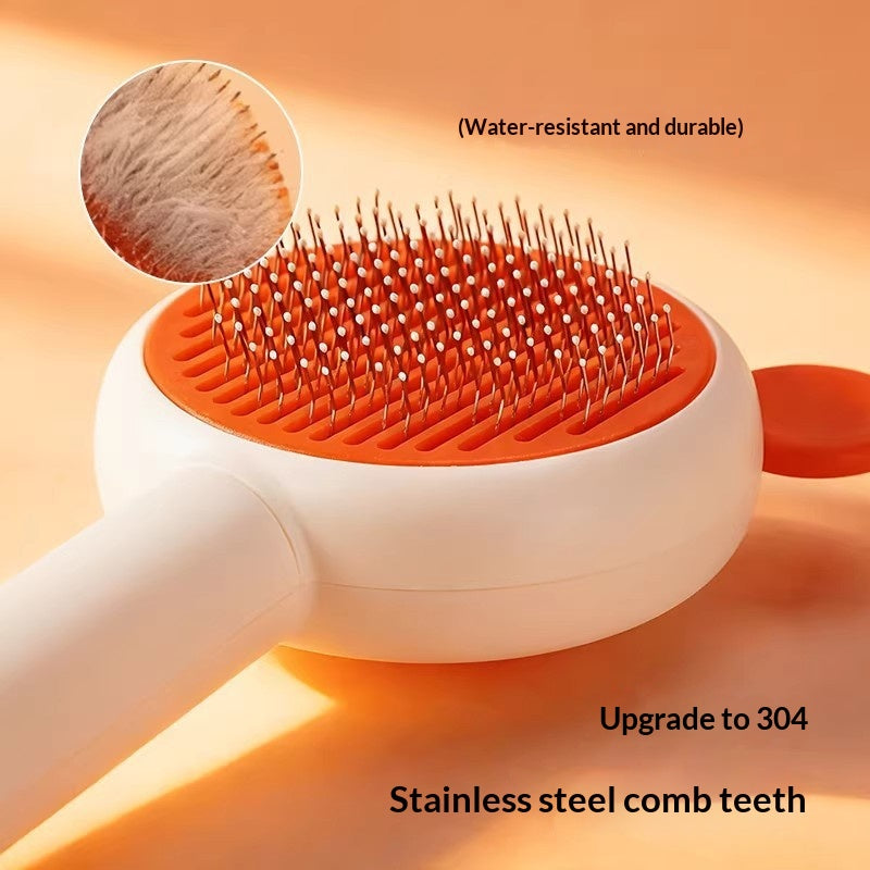 Self-cleaning cat brush for hair