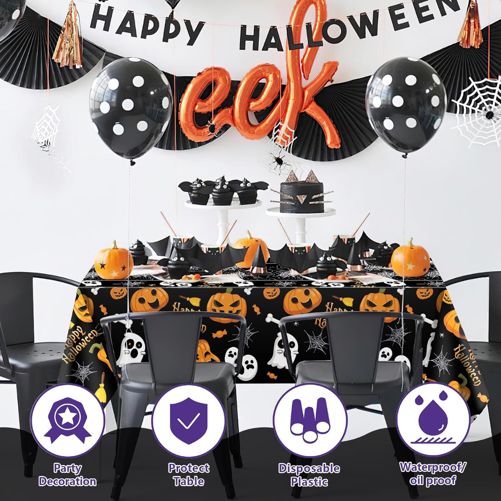Halloween nappe en plastique 2 pack de couverture de table jetable pour Halloween Party Decor