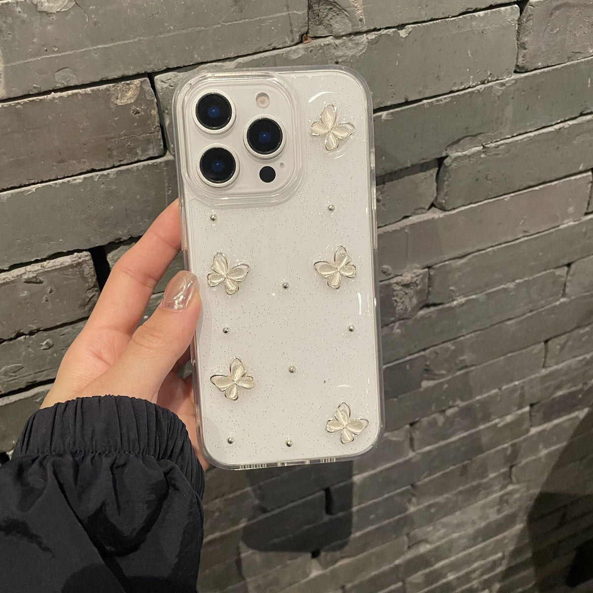 Stéréo Glue Glitter Butterfly Phone Case