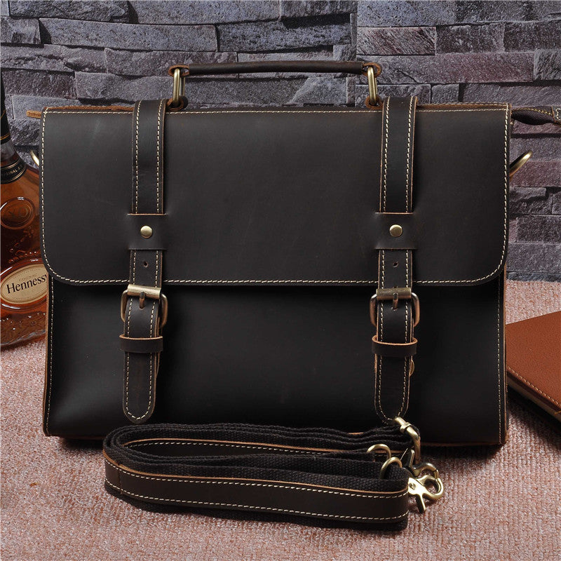 Sac à main en cuir véritable en cuir de vache Crazy Horse