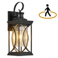 Motion Sensor Outdoor Lights Wall Mount, Dusk to Dawn Exterior Light Fixture, Anti-Rust Waterproof Outside Porch Lights with Glass & E26 Socket Wall S