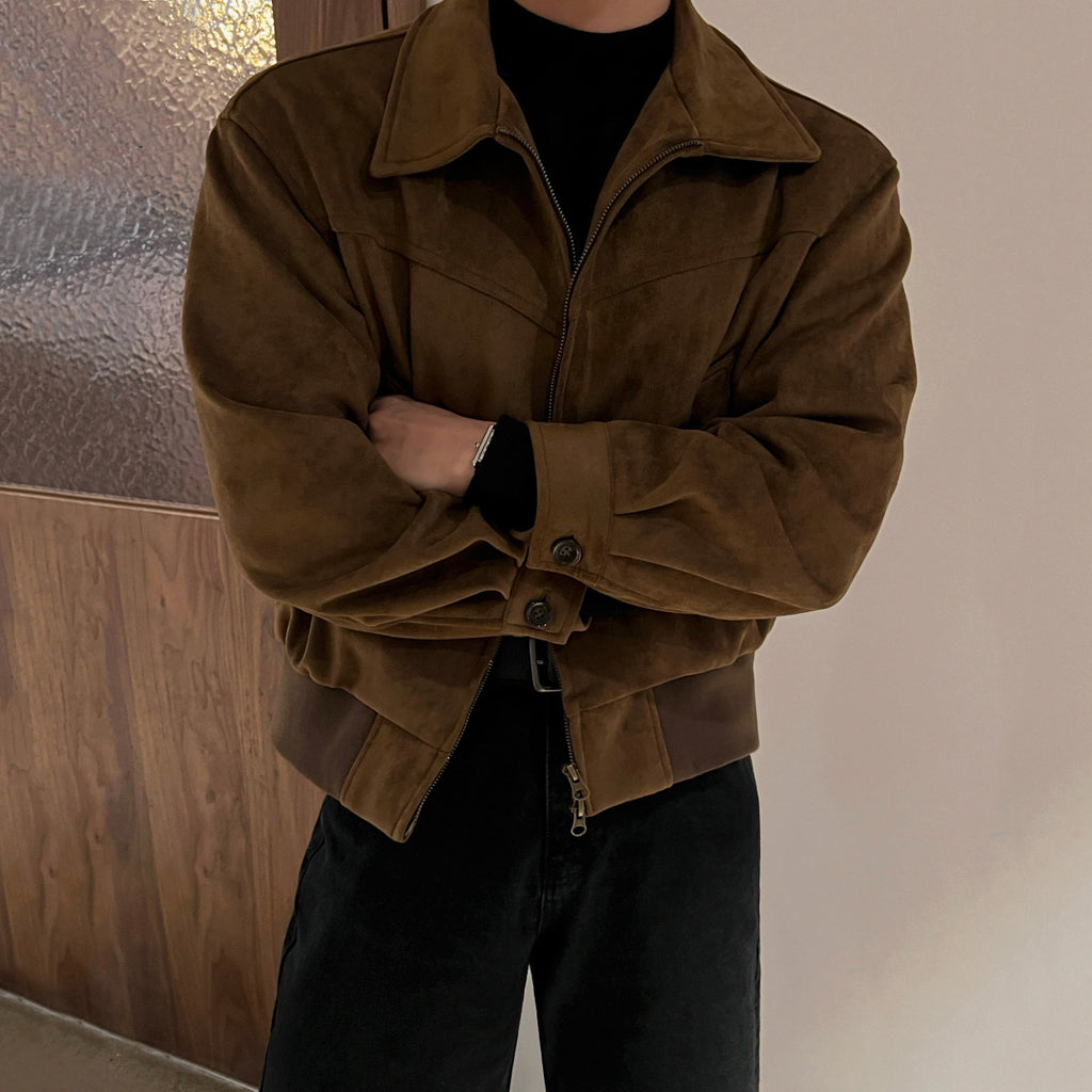 Veste en cuir court style rétro pour hommes