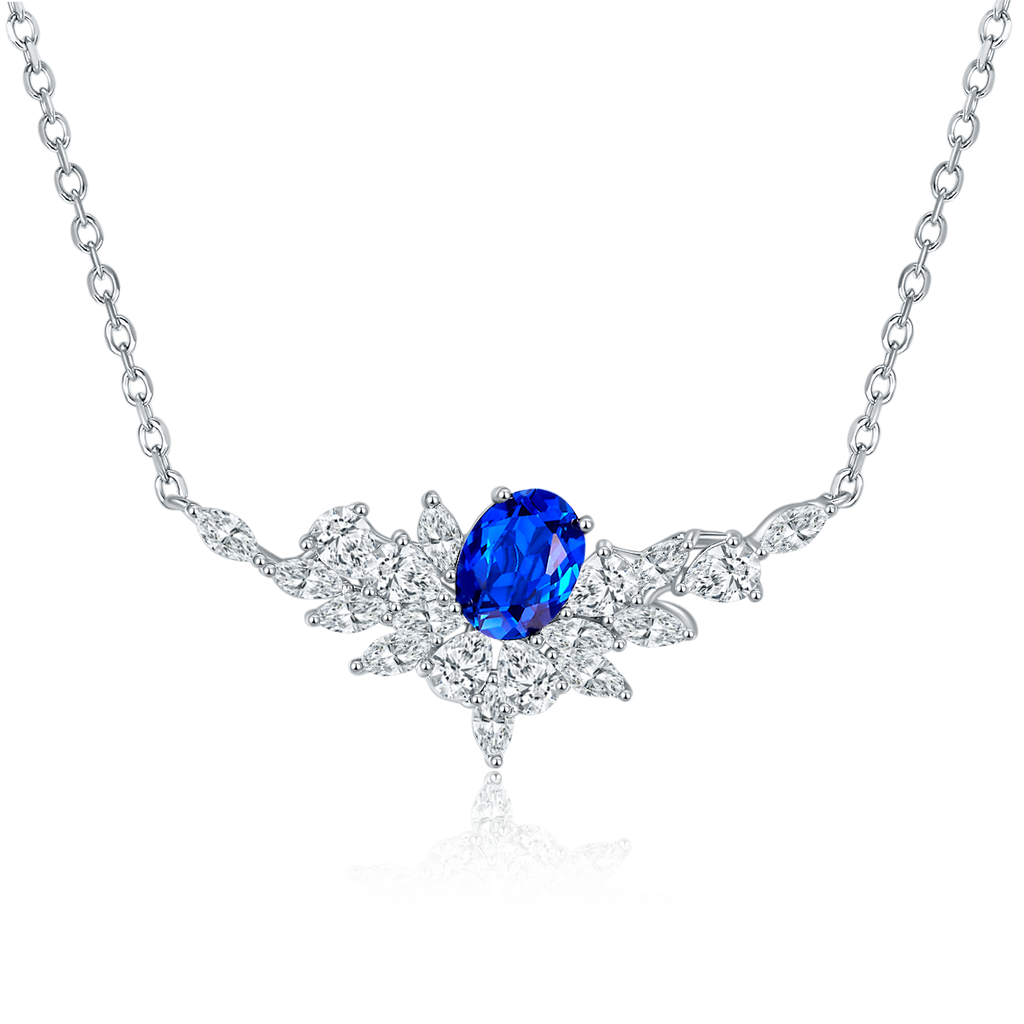 S925 Collier en saphir rubis en argent sterling