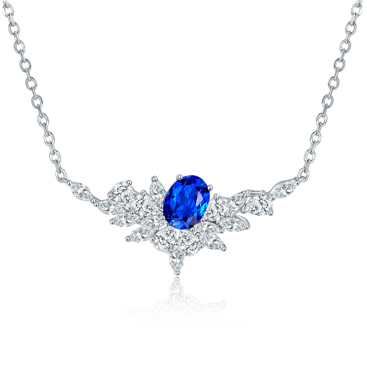 S925 Collier en saphir rubis en argent sterling