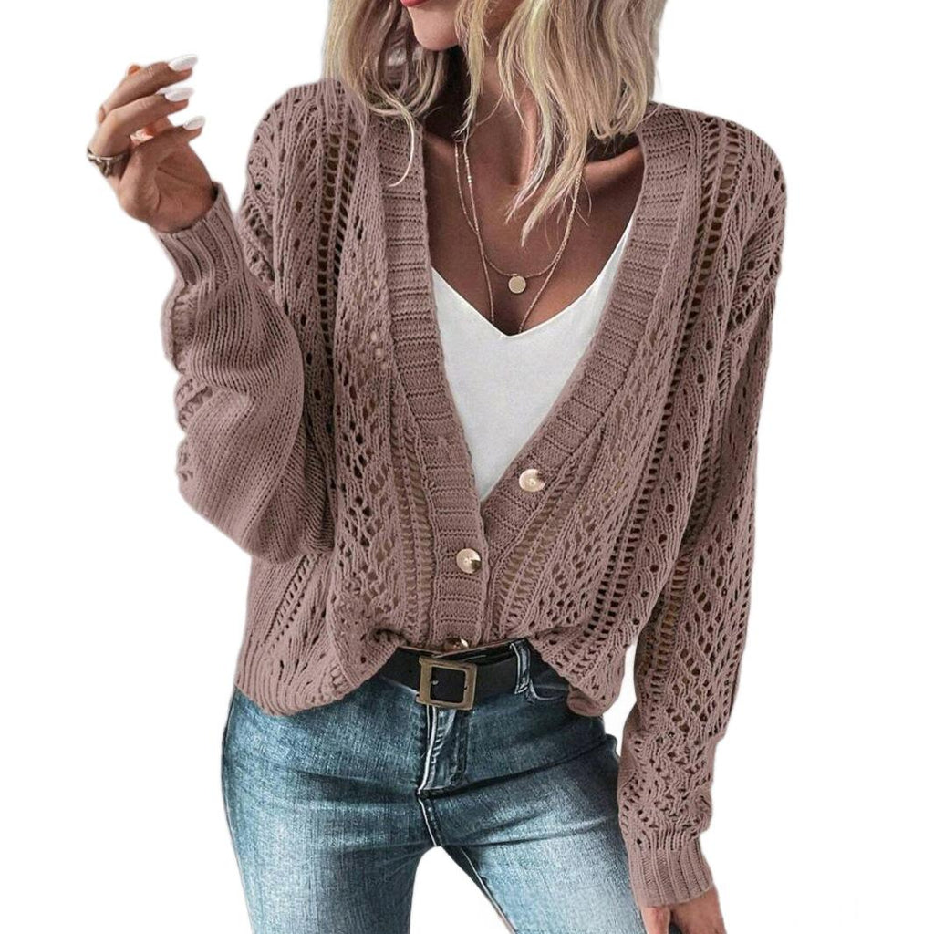Femmes Cardigan tricoté Vêtements de dessus à manches longues en chaussant