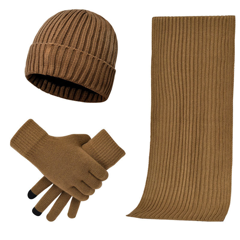 Gants d'écharpe de chapeau en laine chaude, tricotés par des hommes et des femmes