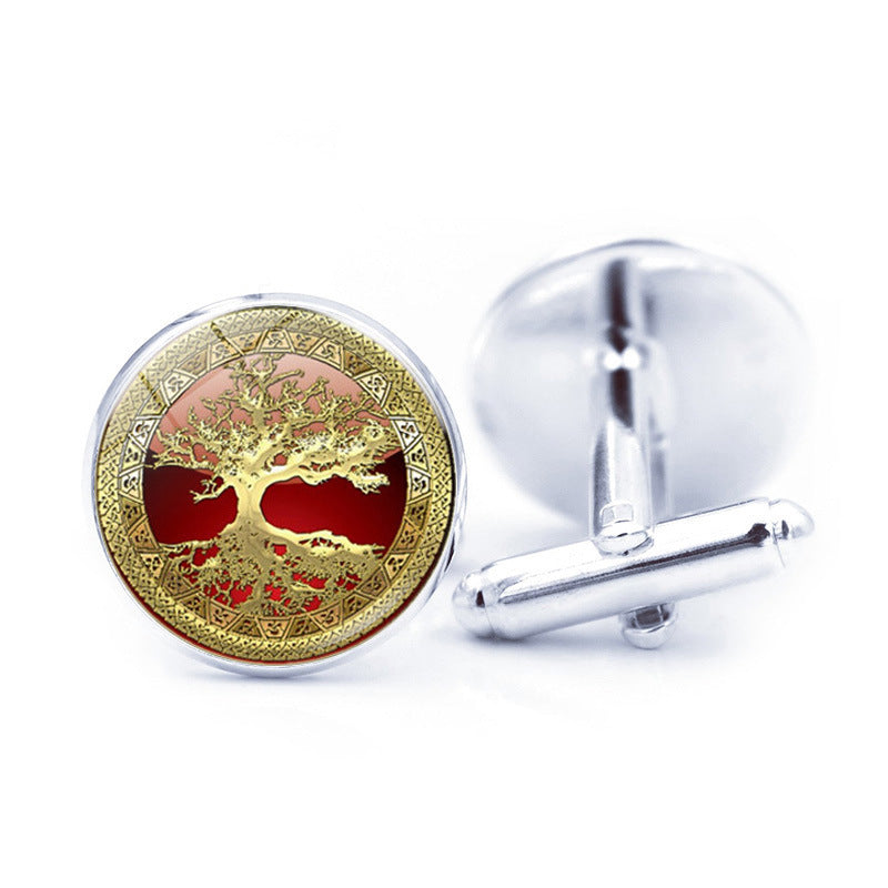 Pierre du temps simple arbre de vie Cufflinks