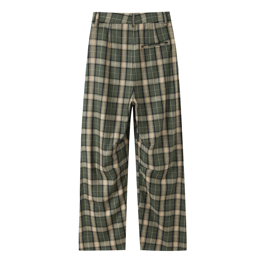 Pantalon en Plaid de taille moyenne, tendance et élégant