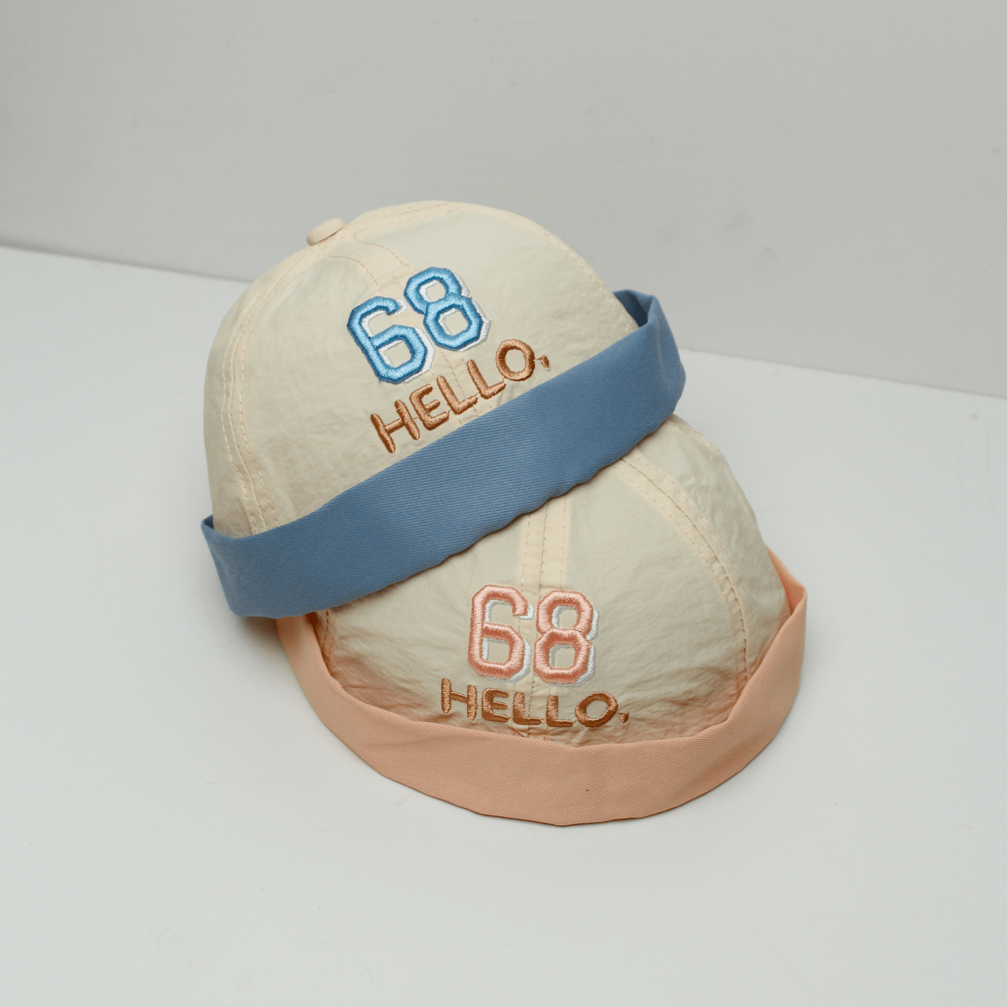 Été Bébé-style multicolore 68 Broderie HELLO Word Mère Skin-toned Energétique Headgea