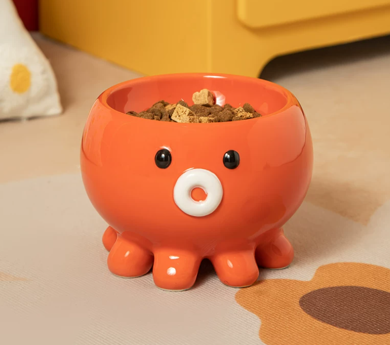 Bol de chat en céramique à pieds bas plat