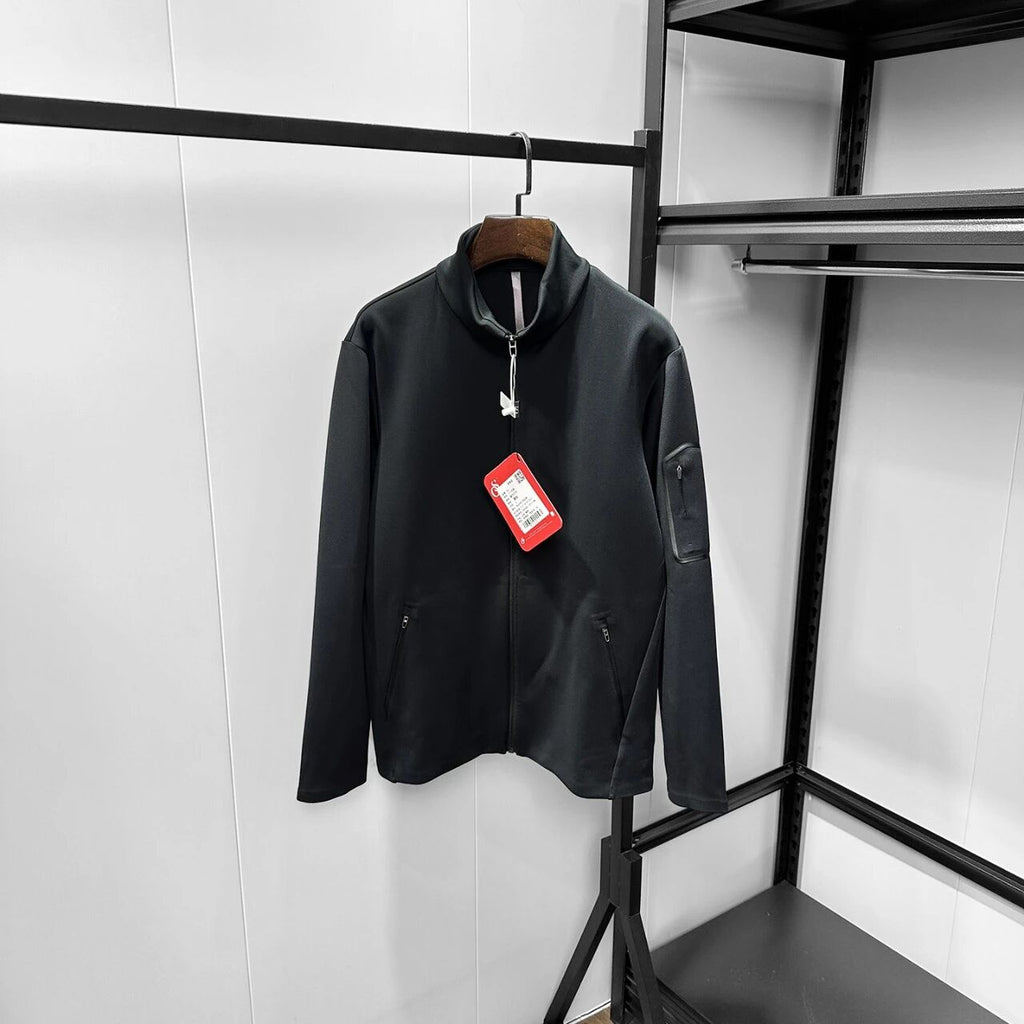 Veste Zip Up sans couture sans couture pour hommes High Density Knit Stand Collar Casual Light Business O