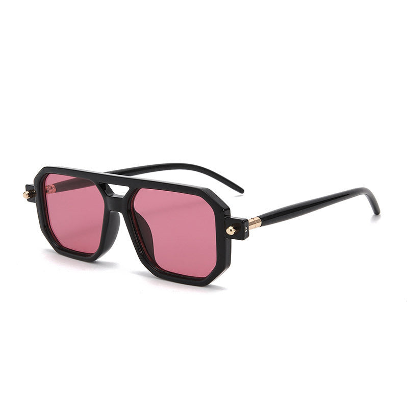 Lunettes de soleil à double pont Square-frame de style Street avec un Premium