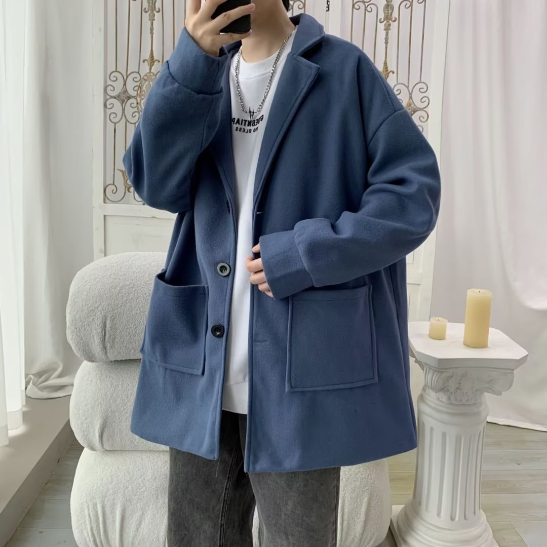 L'automne et l'hiver hommes mi-long extra-loose Woolen Coat Outdoorwear Plus coton