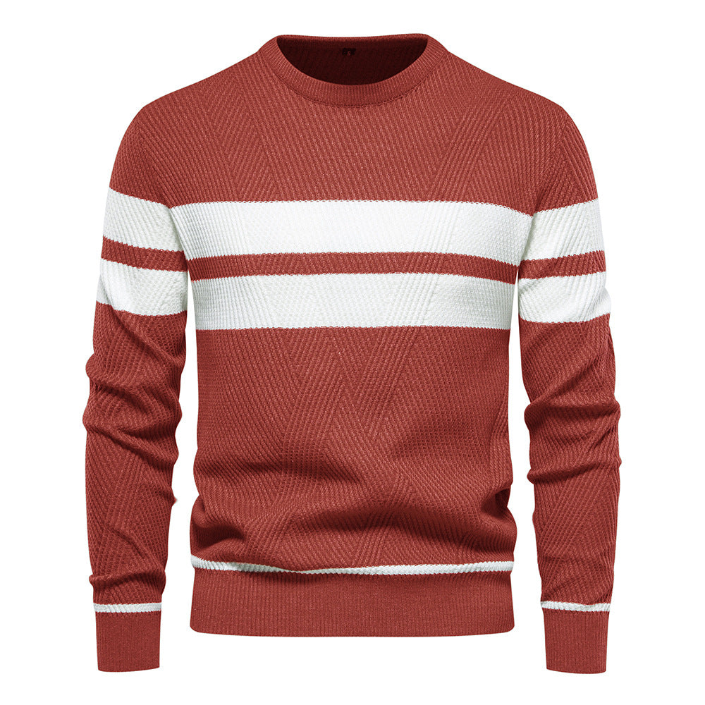 En stock L'automne et l'hiver hommes occasionnels rayés hommes Pullover couleur correspondant Roun