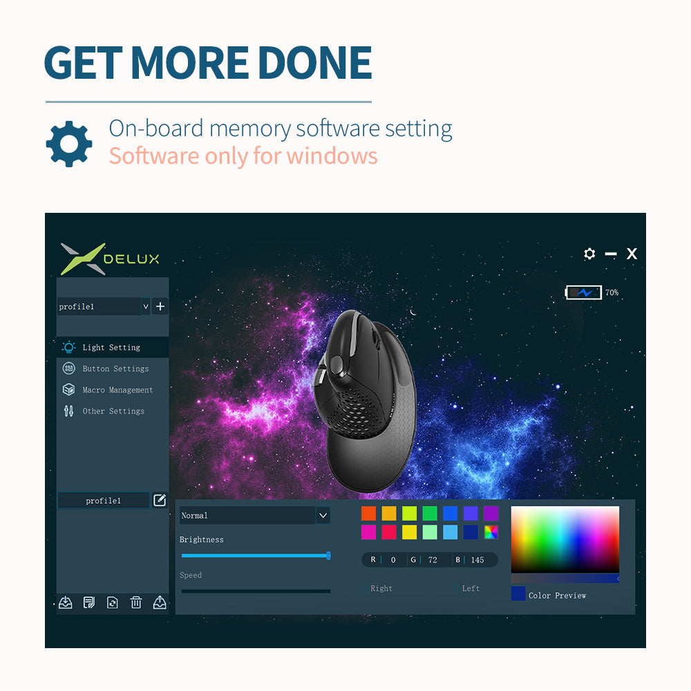 M618XSD Thumb Roue Ergonomie Souris rechargeable Bluetooth à trois modes