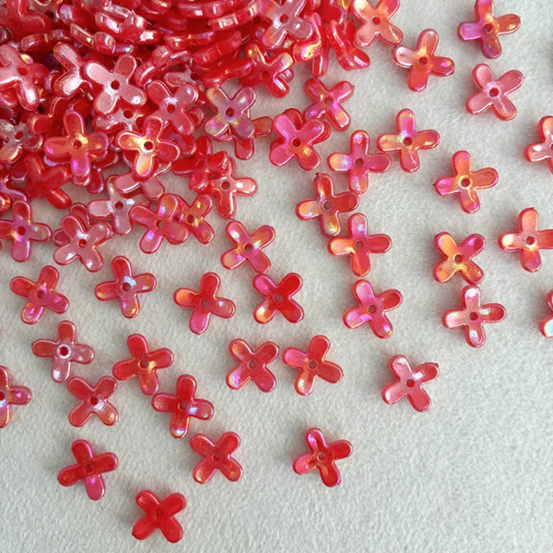 Perles de fleurs en acrylique avec paillettes dorées