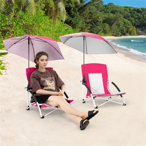 2 Pack Chaise parapluie rose pour adultes avec parasol réglable