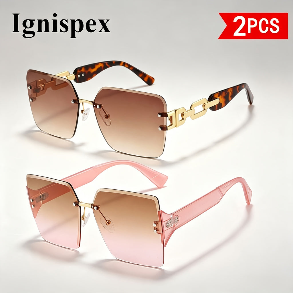 Lunettes de soleil carrées 2 paquets sans vis pour femmes