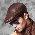 Chapeau en cuir véritable Haut-grain Cowhide Beret chaud Beceau de canard