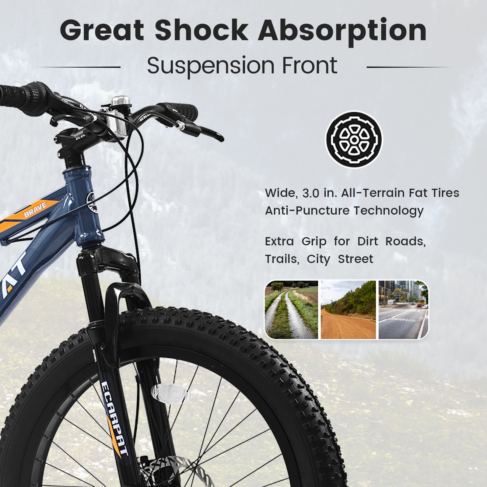 S24109 Élecony 24 pouces Fat Tire vélo adulte et jeune complet Shimano 7 vitesses VTT