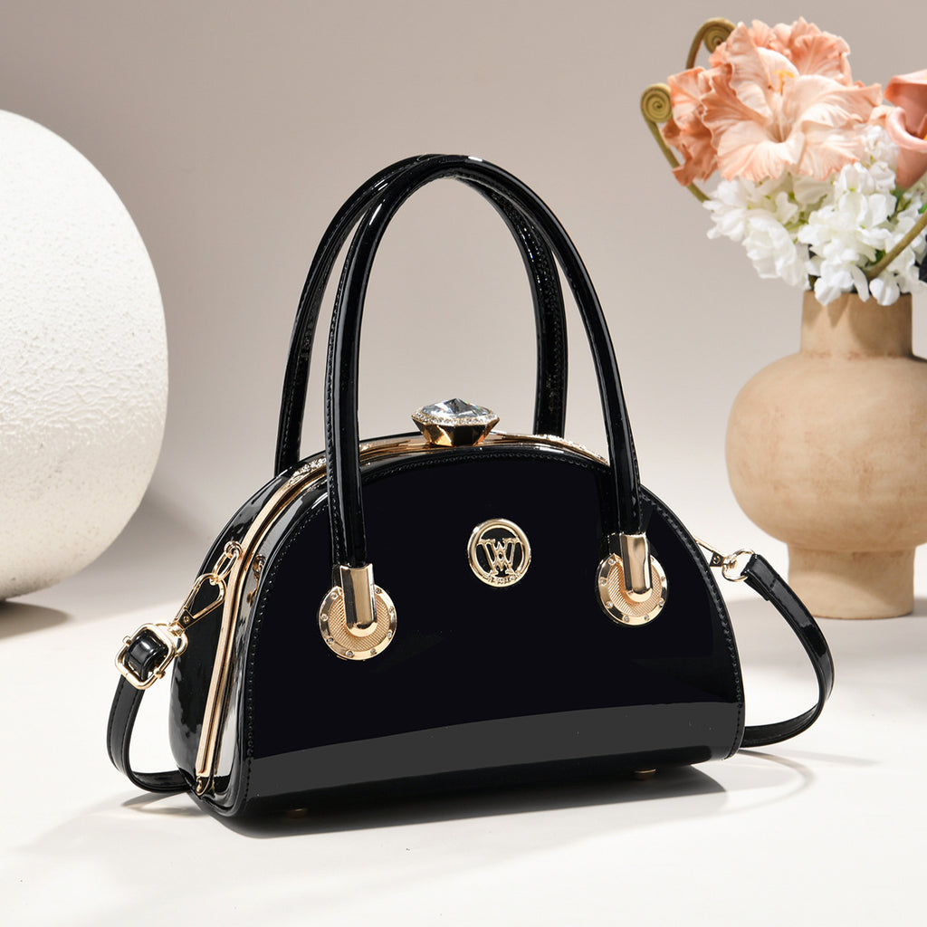 Sac à main en or pour femmes Sac shell en cuir brillant léger