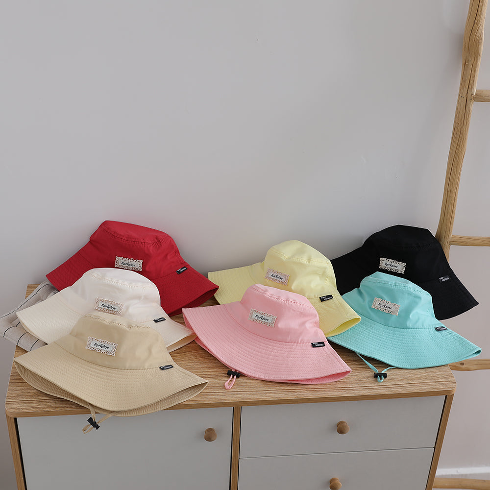 Les filles d'été et les garçons' Ribbon réglable large bordé doux et occasionnel bébé chapeau de soleil F