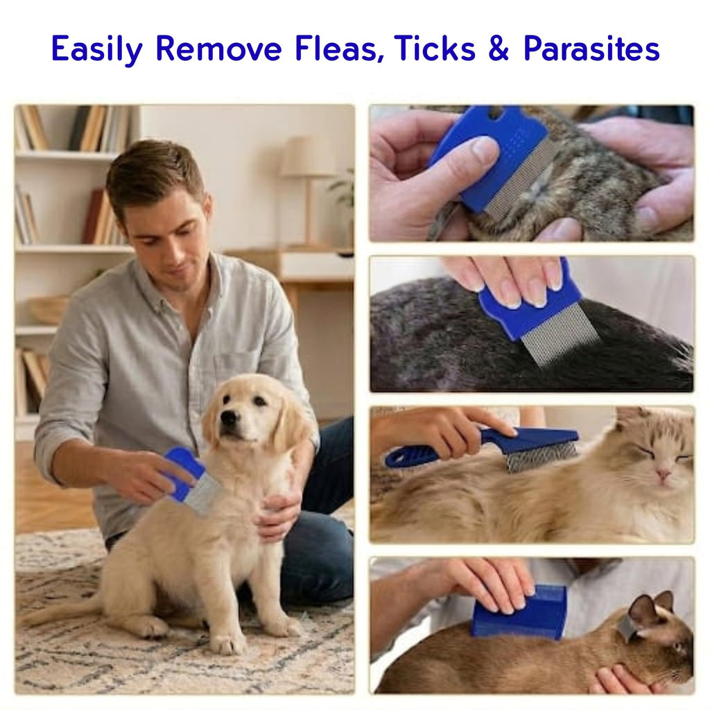 Flea Comb - Flea Comb for Cats Dogs Remove Flea Eggs Fleas Stainless Steel Cat