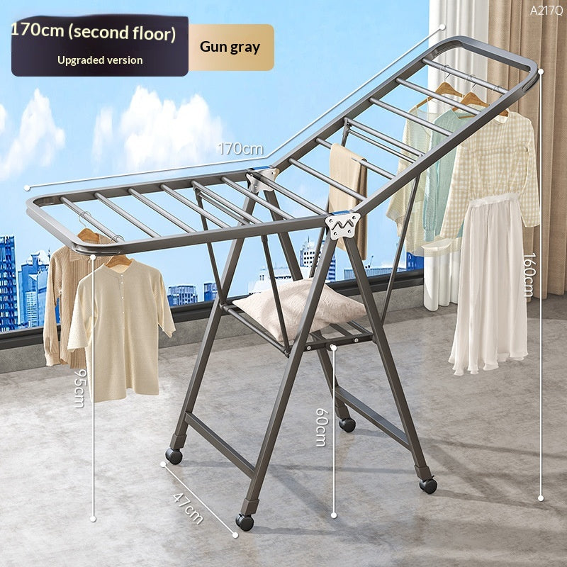 Gun Gris de 1,7 mètre - Séchage d'air double coucheRack pliant Balcon domestique Movable