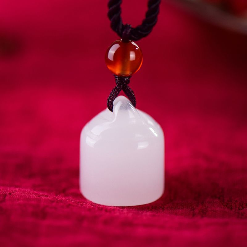 Hetian Jade Or Soie Jade Petit Sceau Jade Pendentif Chinois Style Petit Collier de Poids Uni