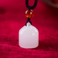Hetian Jade Or Soie Jade Petit Sceau Jade Pendentif Chinois Style Petit Collier de Poids Uni