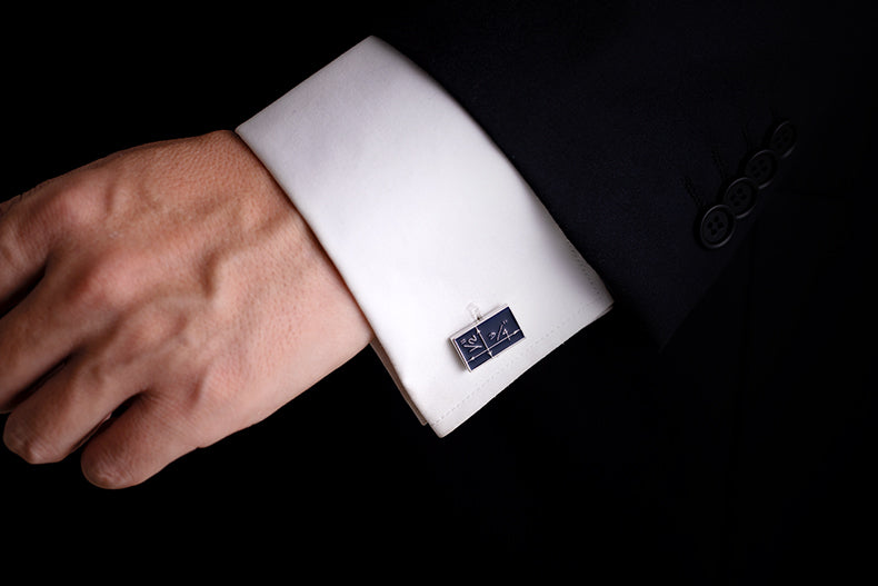 Cuivre Émail Bleu Boutons de manchette Hommes