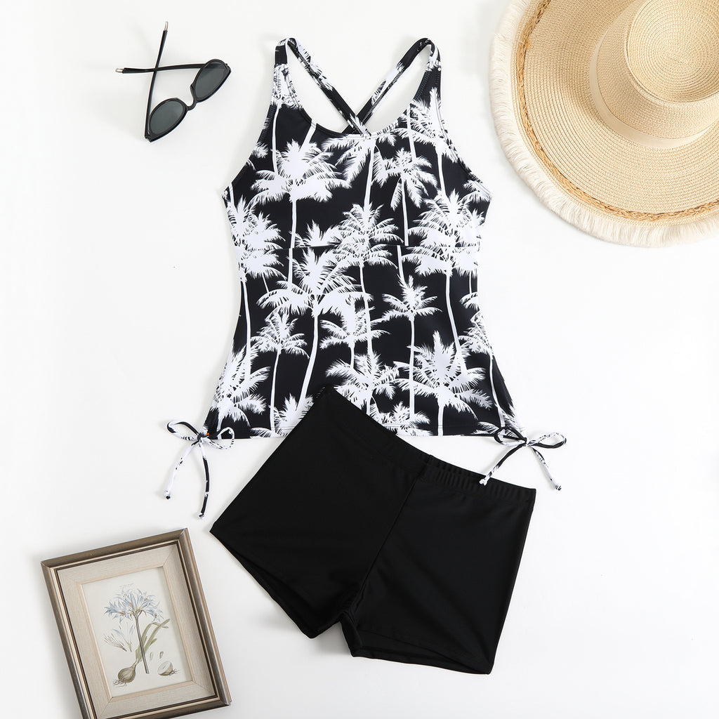 Maillot de bain conservateur féminin avec imprimé cocotier