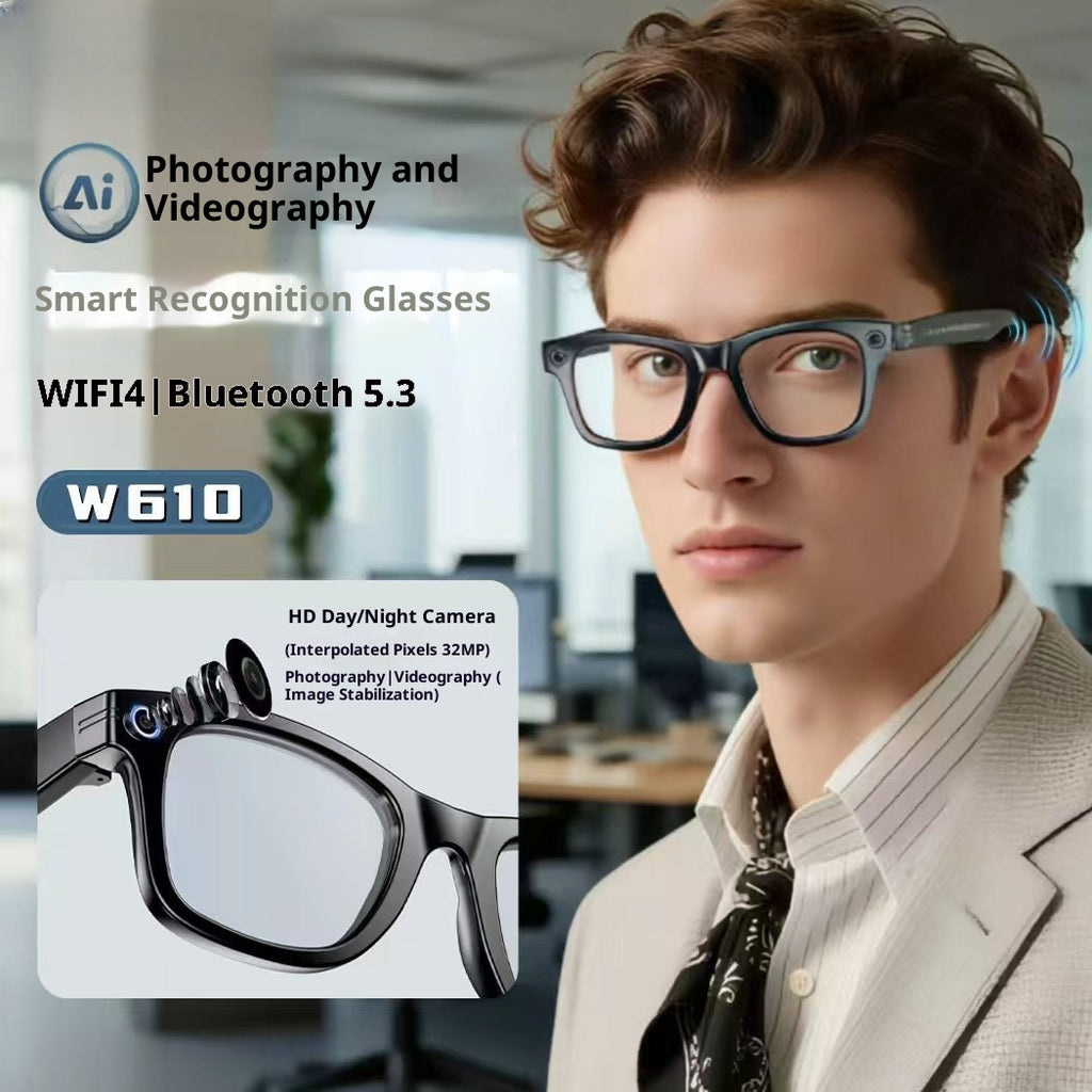 AI Reconnaissance Voix Assistant Traduction 800w Caméra W610 Smart Glasses