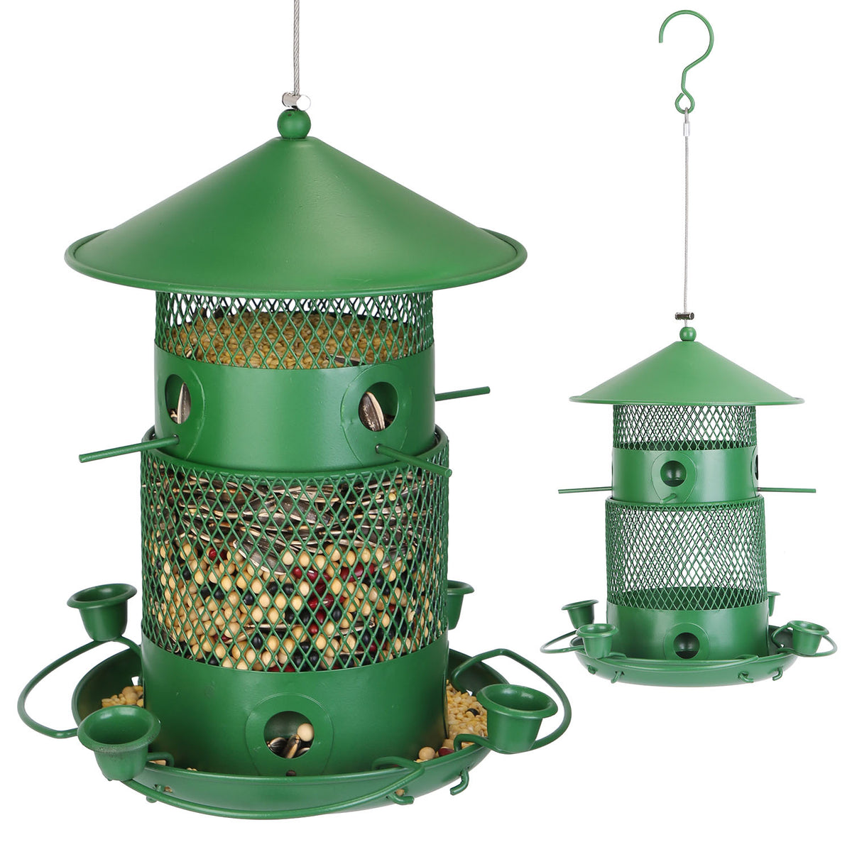 1Pc Wild Bird Feeder Squirrel-Proof Chew-Proof Metal Bird Seed Feeder Outdoor Hanging Bird