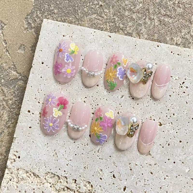 Art des ongles Printemps Petites fleurs Vibe d'été Faux ongles