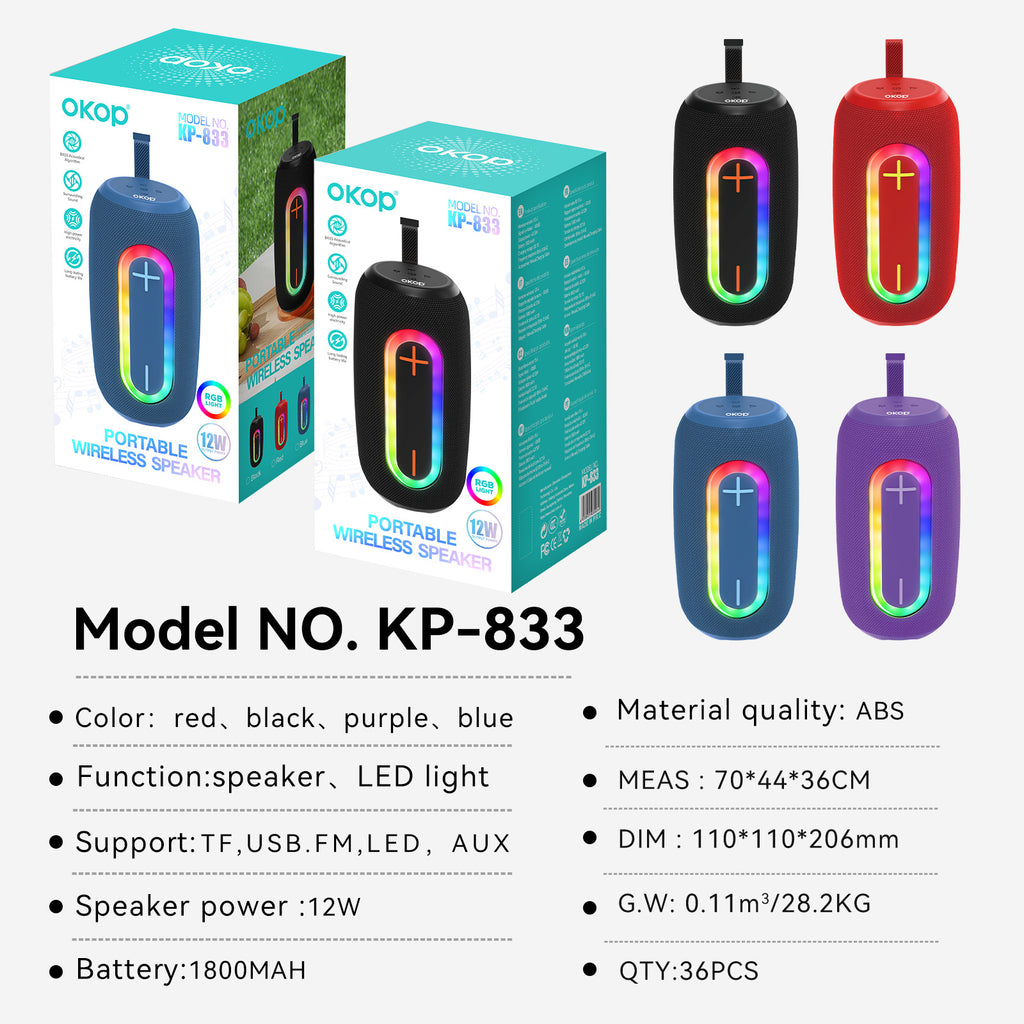 KP-833 Haut-parleur Bluetooth le mieux vendu Basse profonde Son haute fidélité Haute puissance Portable St