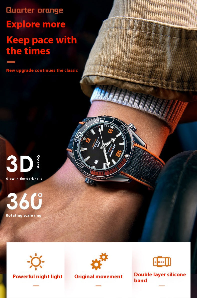 Montre mécanique bas transparent creux lumineux hommes