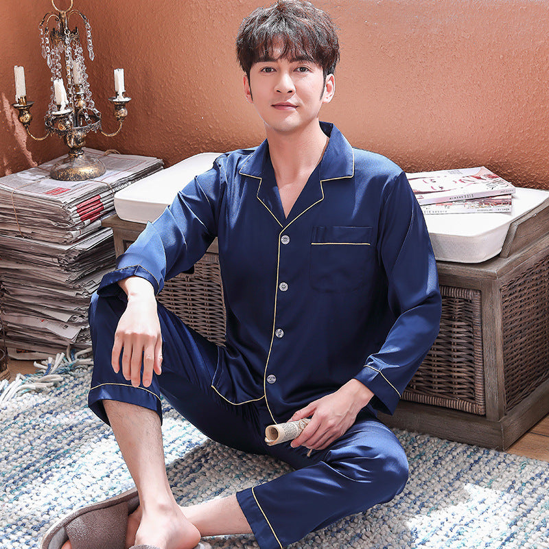 Ice Silk Summer Couple Pajamas Printemps et automne