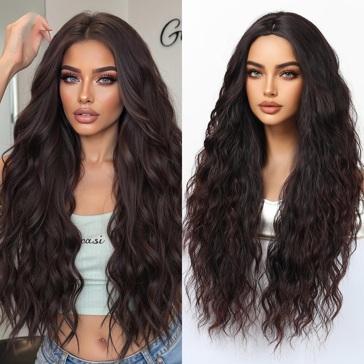 Long Medium Curl High Temperature Synthetic Silk Wig